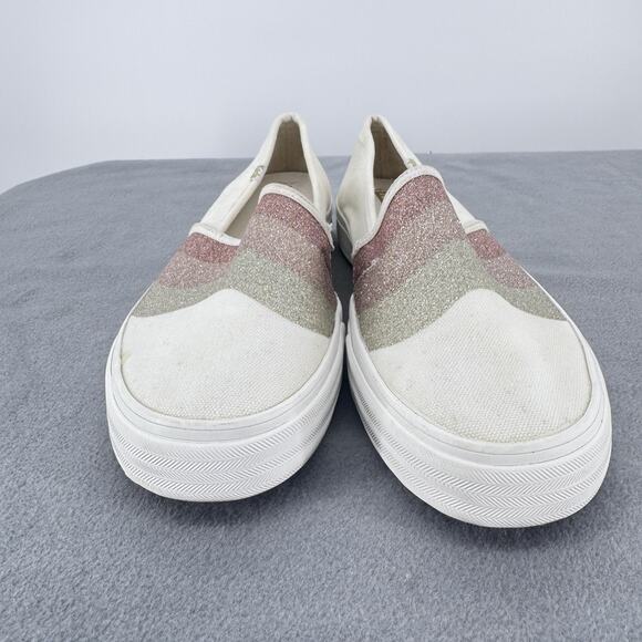 Keds Shoes Womens Size 10 White Glitter Wave Slip On Canvas Casual WF65932 - Picture 5 of 12